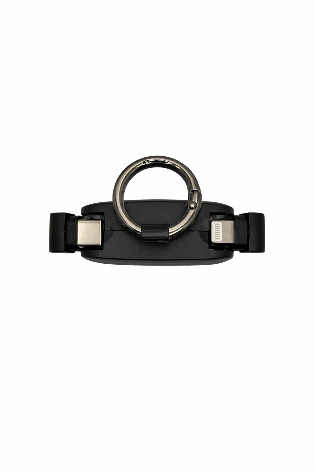 Buckle Buddy - 4000mAh Keychain Battery Mini Bank (USB Type C & Lightning) w/ Flashlight - Black/White