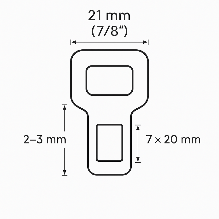 Measurements of standard size seat belt buckle